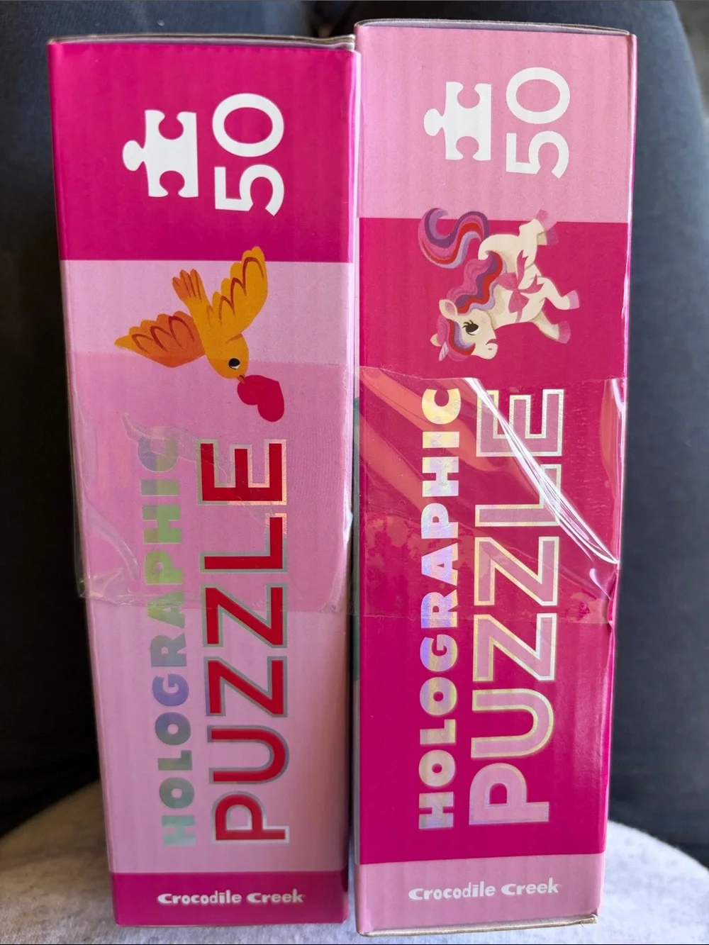 Crocodile Creek Holographic Unicorn Puzzle - Bright Pink